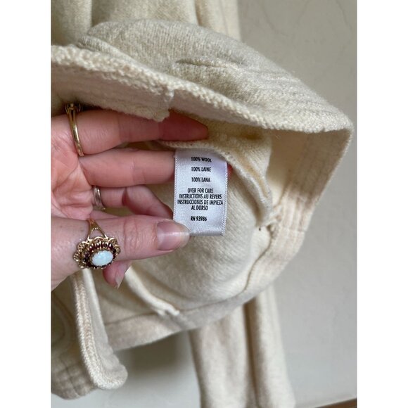 Petite Sophisticate Vintage 100% Wool Cream Ivory Button Front Collared Cardigan - Picture 8 of 11